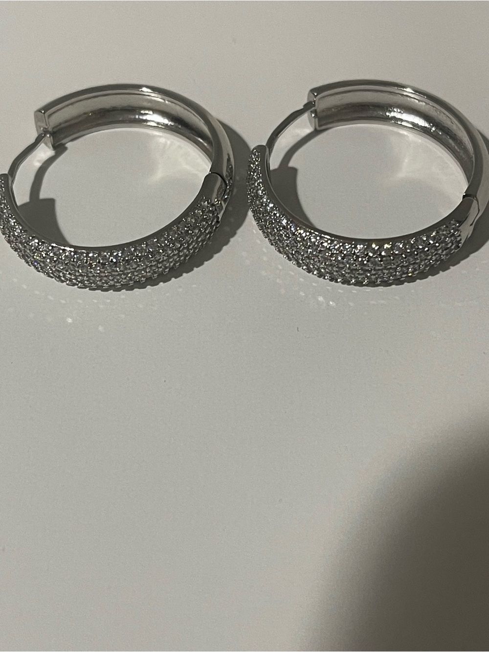 White gold plated medium Pavé Hoop Earrings